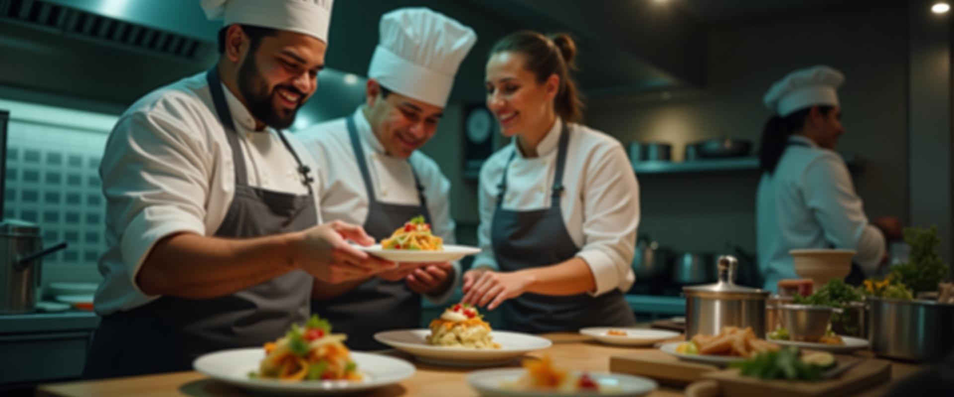 Archipelago Bakes culinary team collaborating happily in a professional kitchen, sharing a meal and ideas