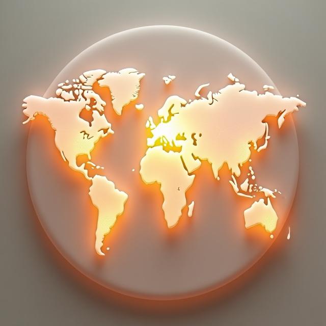 Abstract map depicting global culinary influences converging on Singapore with ingredients