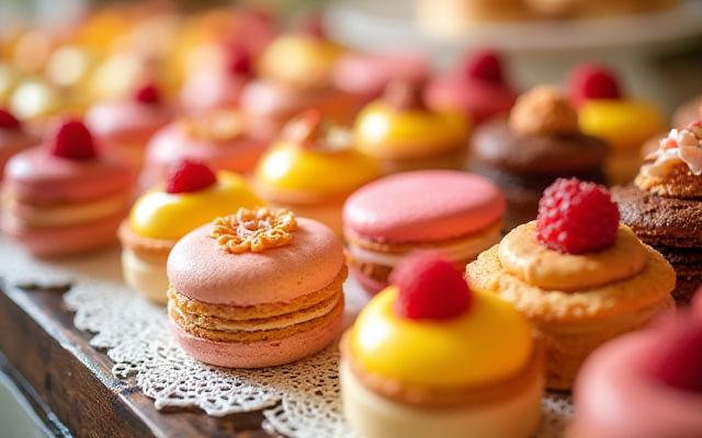 Vibrant and artfully arranged dessert buffet table